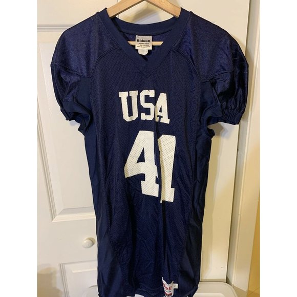 Riddell USA 41 Football Practice Jersey Men's Size L Blue White team USA - Picture 6 of 8